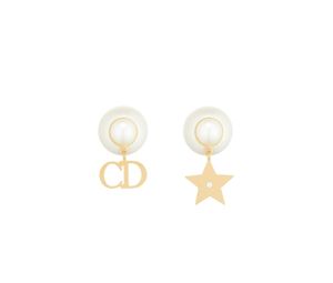 Dior Dior Tribales Earrings Gold-Finish Metal and White Resin Pearls