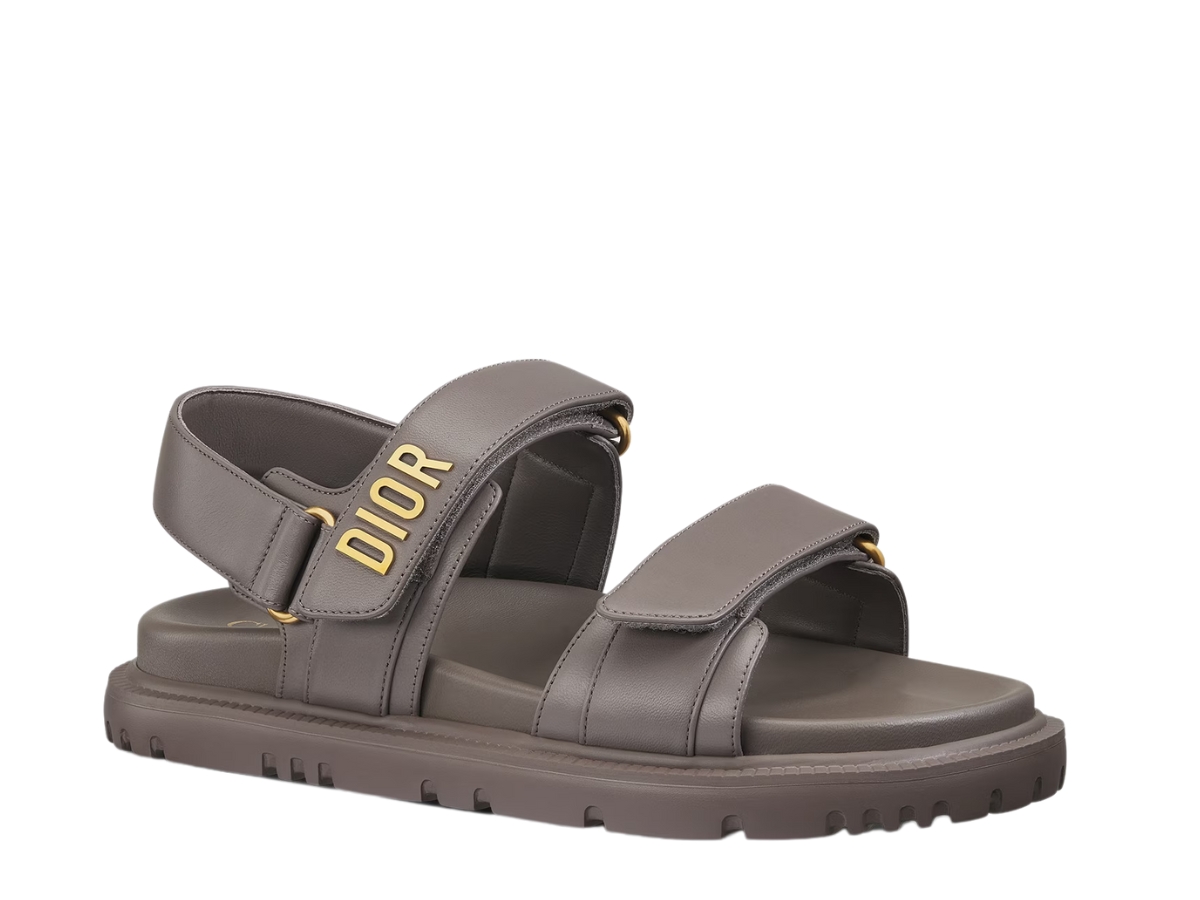 Dior Dioract Sandal In Grey Lambskin With Rubber Sole Gold-finish Metal (W)