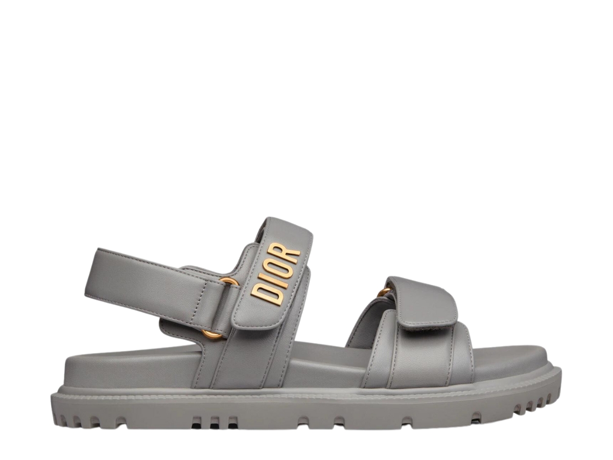 Dior Dioract Sandal In Lambskin With Gold-finish Metal Gray Stone (W)