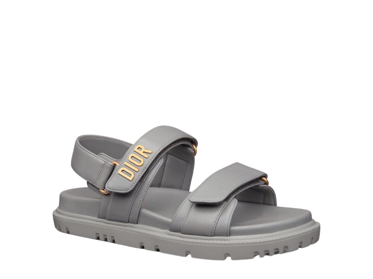 Dior Dioract Sandal In Lambskin With Gold-finish Metal Gray Stone (W)