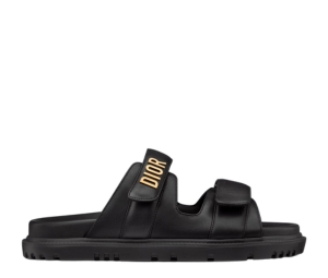Dior Dioract Sandal In Grey Lambskin With Rubber Sole Gold