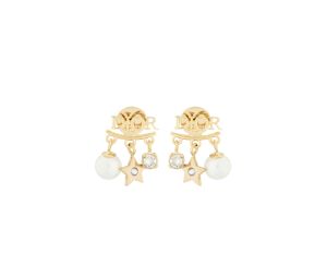 Dior Evolution Earrings In Gold-Finish Metal With White Resin Beads And White Crystals