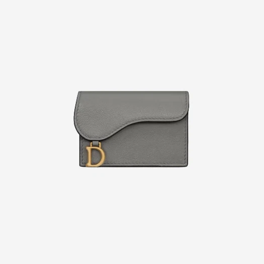 Buy Dior Goatskin Saddle Flap Card Holder Grey at Sasom – Authentic and Ready to Ship