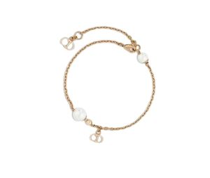 Petit CD Double Bracelet GoldFinish Metal and White Crystals  DIOR US