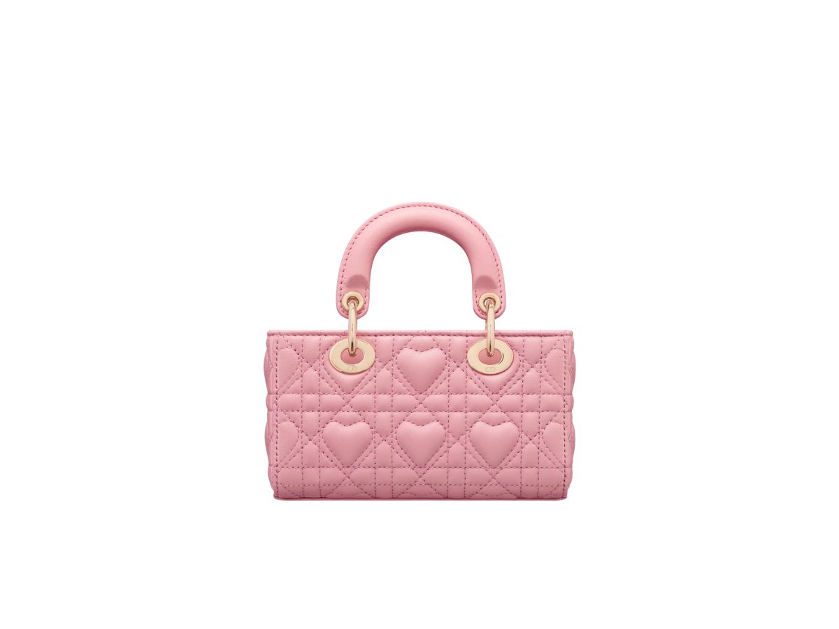 Dior Lady D-Joy Micro Bag In Melocoton Pink Cannage Lambskin With