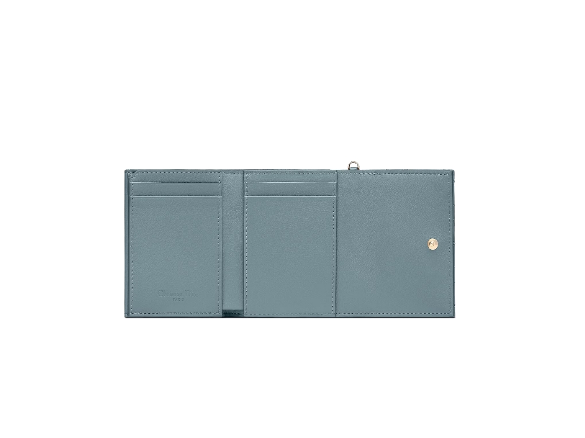 Dior Lady Dior Lotus Wallet In Cloud Blue Patent Cannage Calfskin