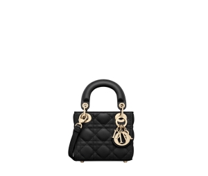 Dior Lady Dior Micro Bag In Black Cannage Lambskin With Metal Hardware