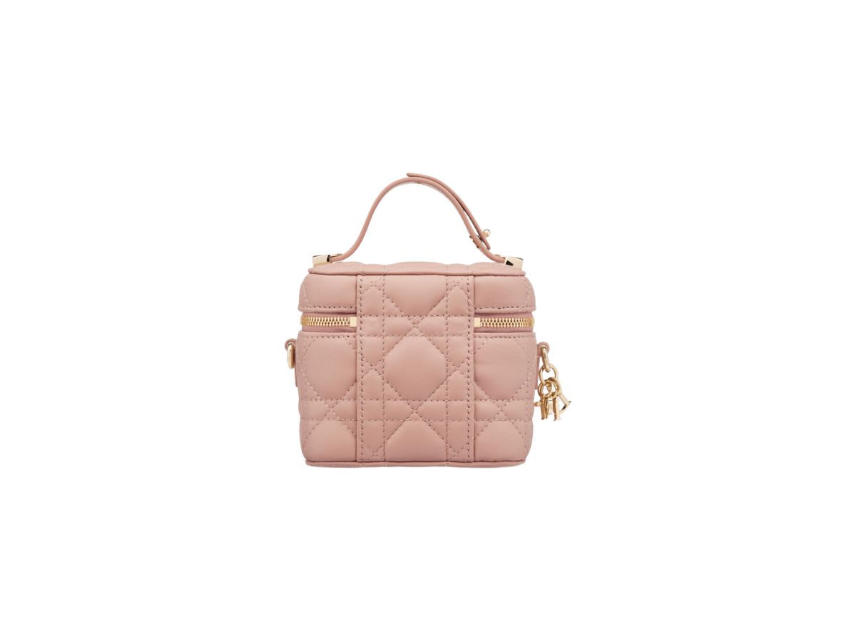 Lady Dior Micro Vanity Case Rose Des Vents Cannage Lambskin