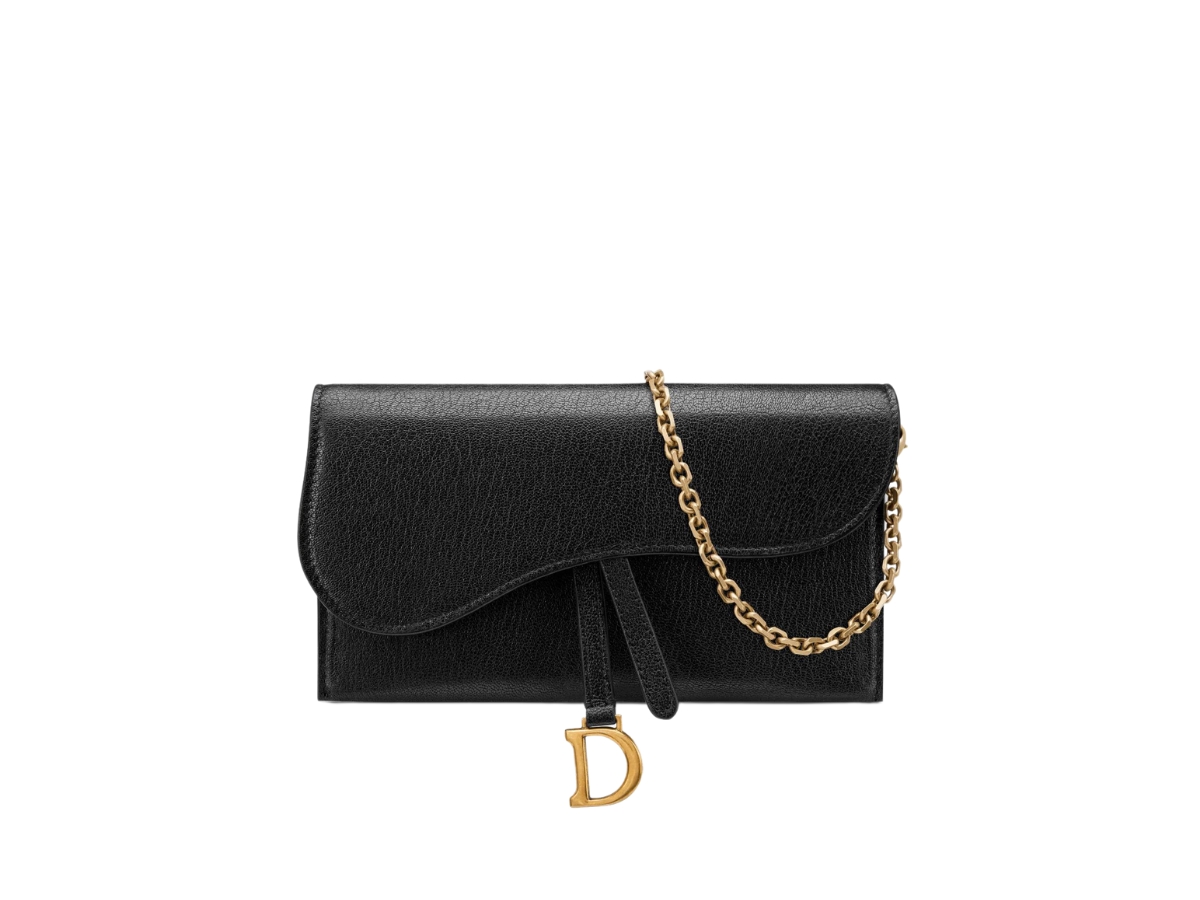 バッグ Dior wallet Saddle Long Zipped Wallet Black Grained Calfskin Marquetry