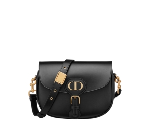 Dior Medium Dior Bobby Bag In Black Box Calfskin With Gold-Finish Metal