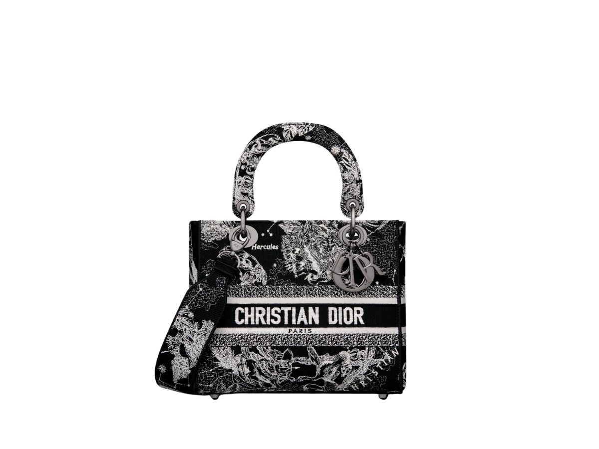 Dior Medium Lady D-Lite Bag Black Toile De Jouy Zodiac
