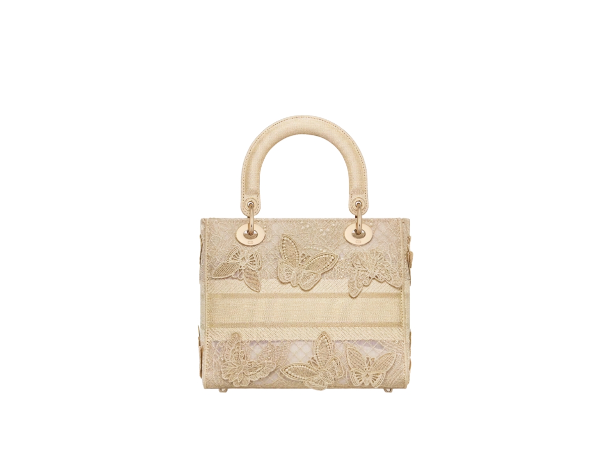 SASOM | กระเป๋า Dior Medium Lady D-Lite Bag In Gold-Tone D-Lace ...