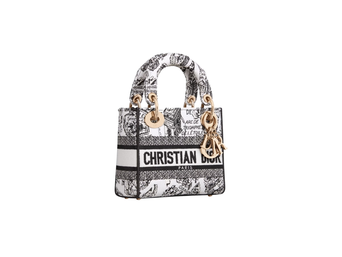 SASOM | bags Dior Mini Lady D-Lite Bag In White and Black Plan de Paris  Embroidery With Gold-Finish Metal Hardware Check the latest price now!