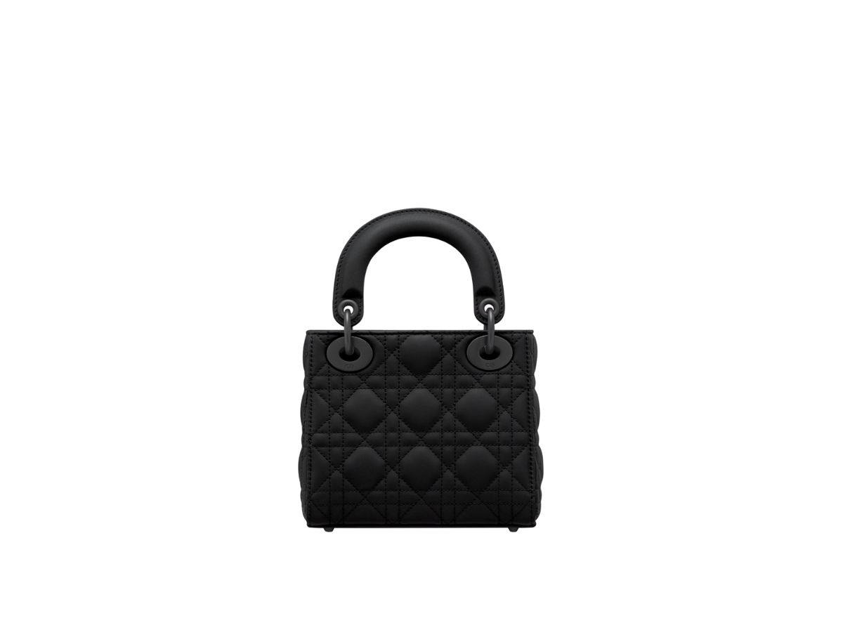 Sasom กระเป๋า Dior Mini Lady Dior Bag In Black Ultramatte Cannage Calfskin With Tonal Metal 4744