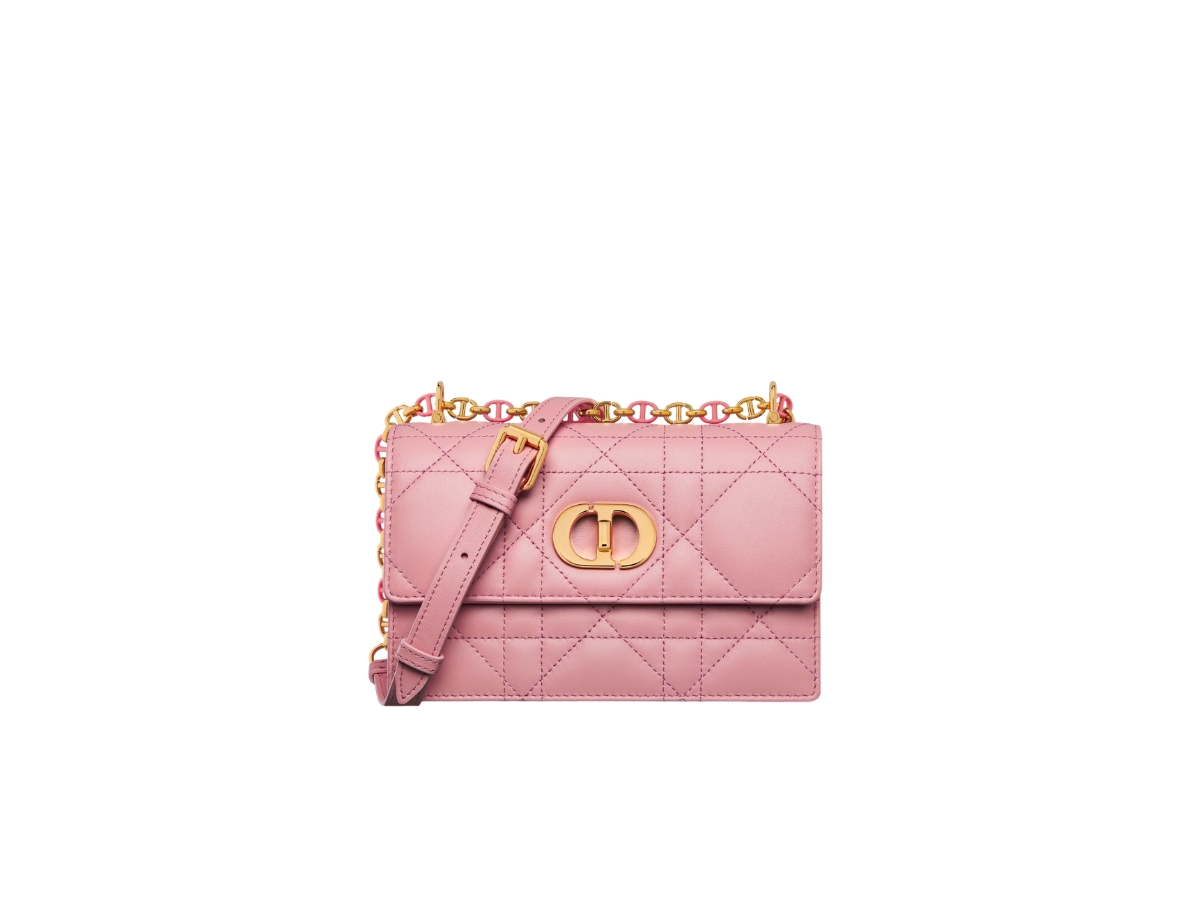 Dior Miss Caro Mini Bag In Melocoton Pink Macrocannage Lambskin 
