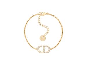 Dior Petit CD Bracelet In Gold-Finish Metal And Silver-Tone Crystals