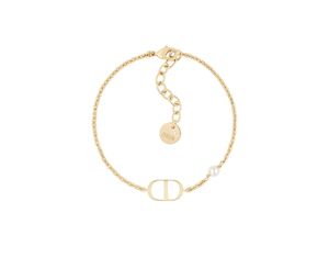 Dior Petit CD Bracelet In Gold-Finish Metal With A White Resin Pearl