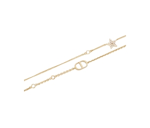 Buy Dior Petit CD Double Necklace In CD Signature Gold-Finish Metal And White Crystals at Sasom – Authentic and Ready to Ship
