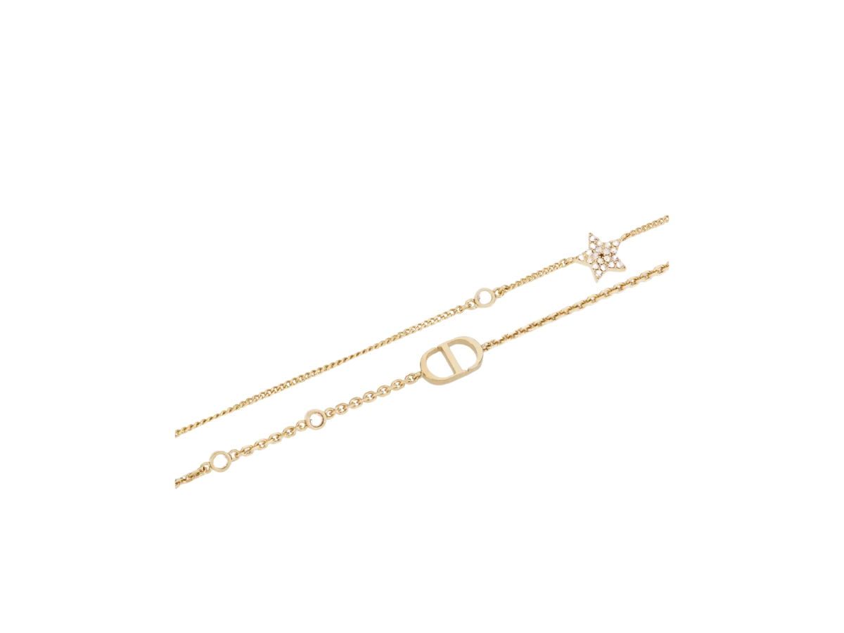 Petit CD Double Bracelet Gold-Finish Metal and White Crystals