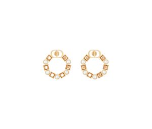 Dior Petit CD Earrings In Metal Resin Pearl Crystal Champagne