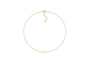 Dior Petit CD Necklace In Gold-Finish Metal And White Resin Pearls