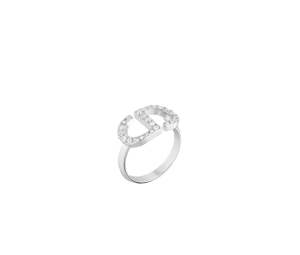 Buy Dior Petit CD Ring In Silver-Finish Metal With White Crystals at Sasom – Authentic and Ready to Ship