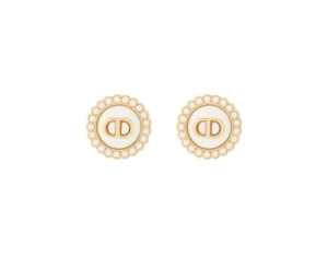 Buy Dior Petit CD Stud Earrings In Gold-Finish Metal With White Resin Pearls and Latte Glass at Sasom – Authentic and Ready to Ship