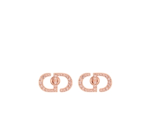 Dior Petit CD Stud Earrings In Pink-Finish Metal And Pink Crystals