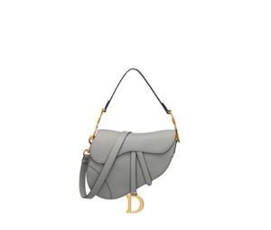 Saddle Messenger Bag Dior Gray Grained Calfskin