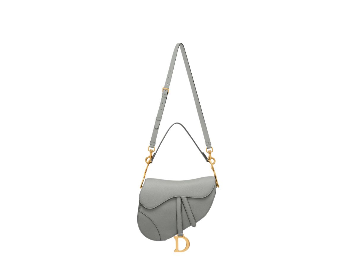 SASOM กระเป๋า Dior Saddle Bag With Strap Gray Grained Calfskin เช็ค