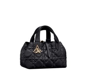 Dior Small Dior Toujours Bag In Black Macrocannage Calfskin
