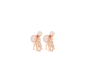 Dior Tribales Clip Earrings In D.I.O.R. Signature Pink-Finish Metal With Pink Resin Pearls And Pink Crystals