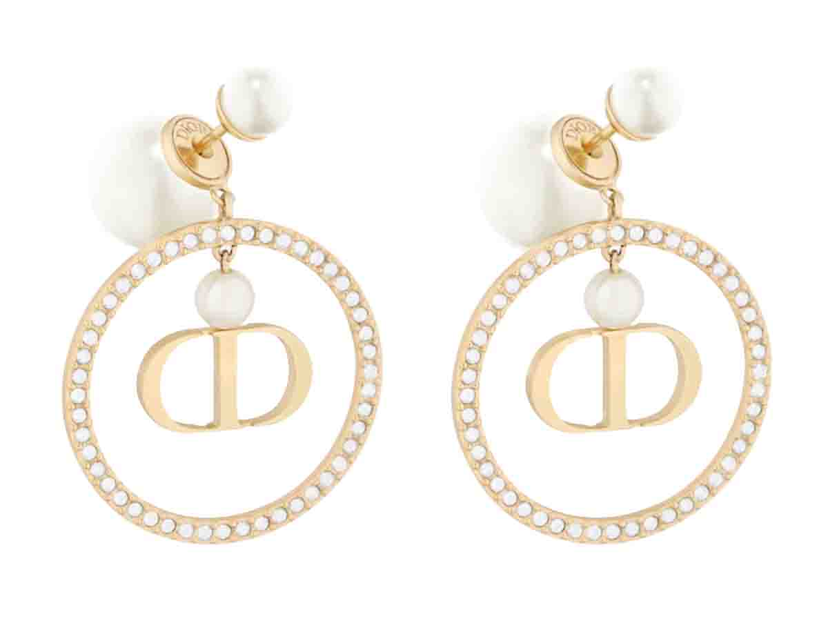 SASOM | เครื่องประดับ Dior Tribales Earrings Gold Finish Metal White ...