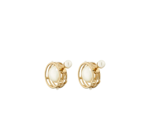 Buy Dior Tribales Earrings In D-Backstage Details Gold-Finish Metal With White Resin Pearls And Silver-Tone Crystals at Sasom – Authentic and Ready to Ship