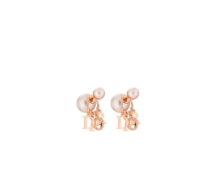 Dior Tribales Earrings In D.I.O.R. Signature Pink-Finish Metal With Pink Resin Pearls And White Crystals