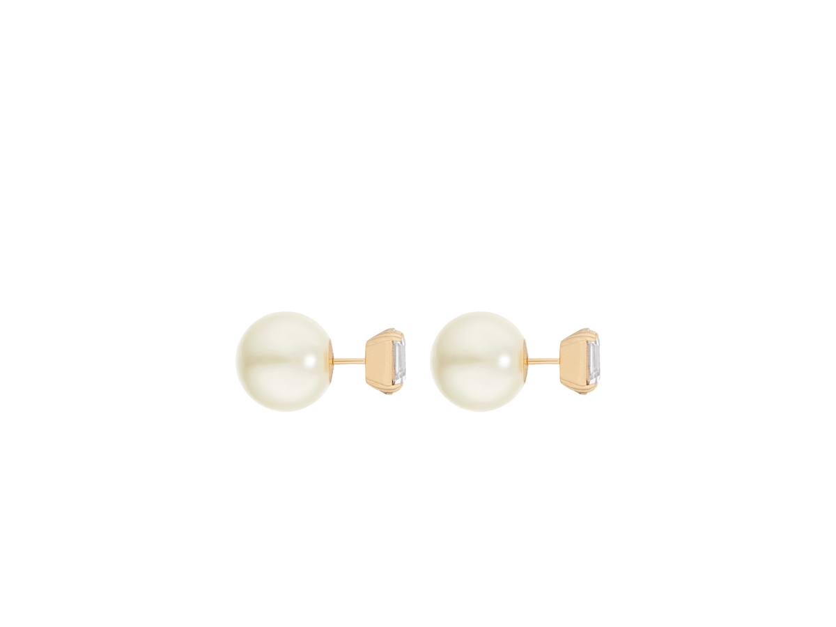 Dior Tribales Earrings In Gold-Finish Metal with White Resin