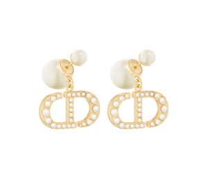 Dior Tribales Earrings In Gold-Finish Metal And White Resin Pearls