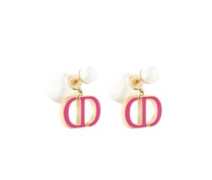 Dior Tribales Earrings In Gold-Finish Metal And White Resin Pearls With Rani Pink Lacquer