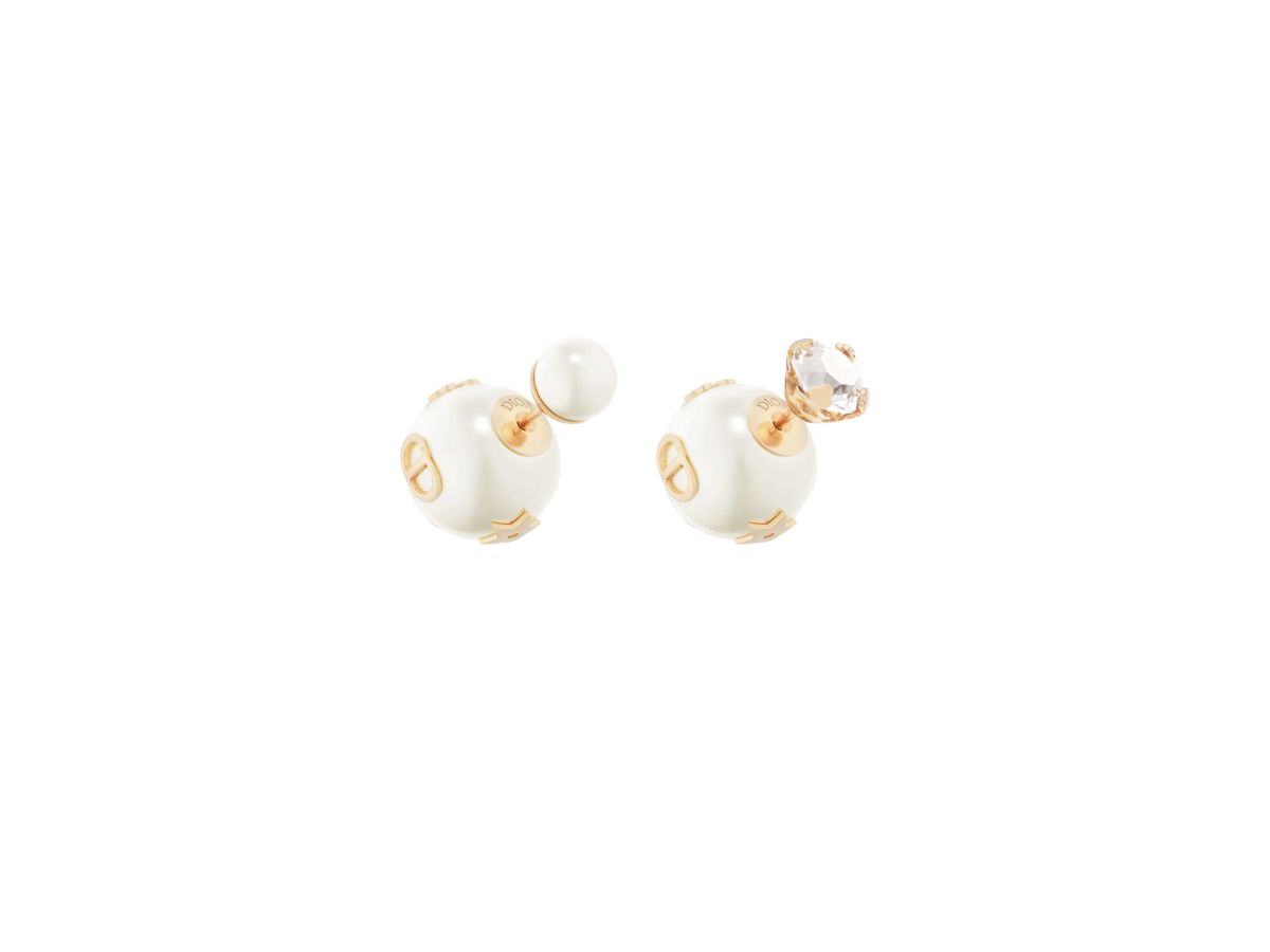 Dior Tribales Earrings Gold-Finish Metal with White Resin Pearls and a  Silver-Tone Crystal