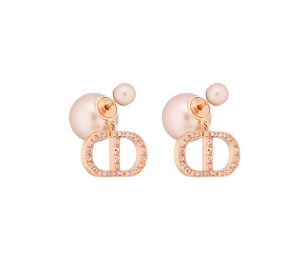 Dior Tribales Earrings In Pink-Finish Metal With Pink Resin Pearls And Crystals
