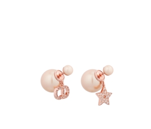 Dior Tribales Earrings In Pink-Finish Metal With Pink Resin Pearls And Pink Crystals