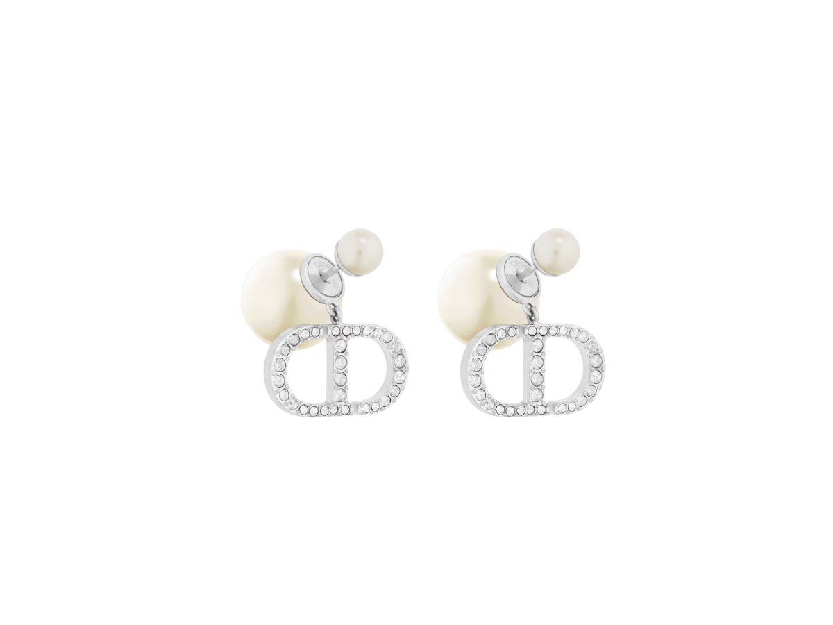 Dior Tribales Earrings In Silver-Finish Metal With White