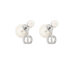 Buy Dior Tribales Earrings Silver-Finish Metal with White Resin Pearls and Silver-Tone Crystals at Sasom – Authentic and Ready to Ship