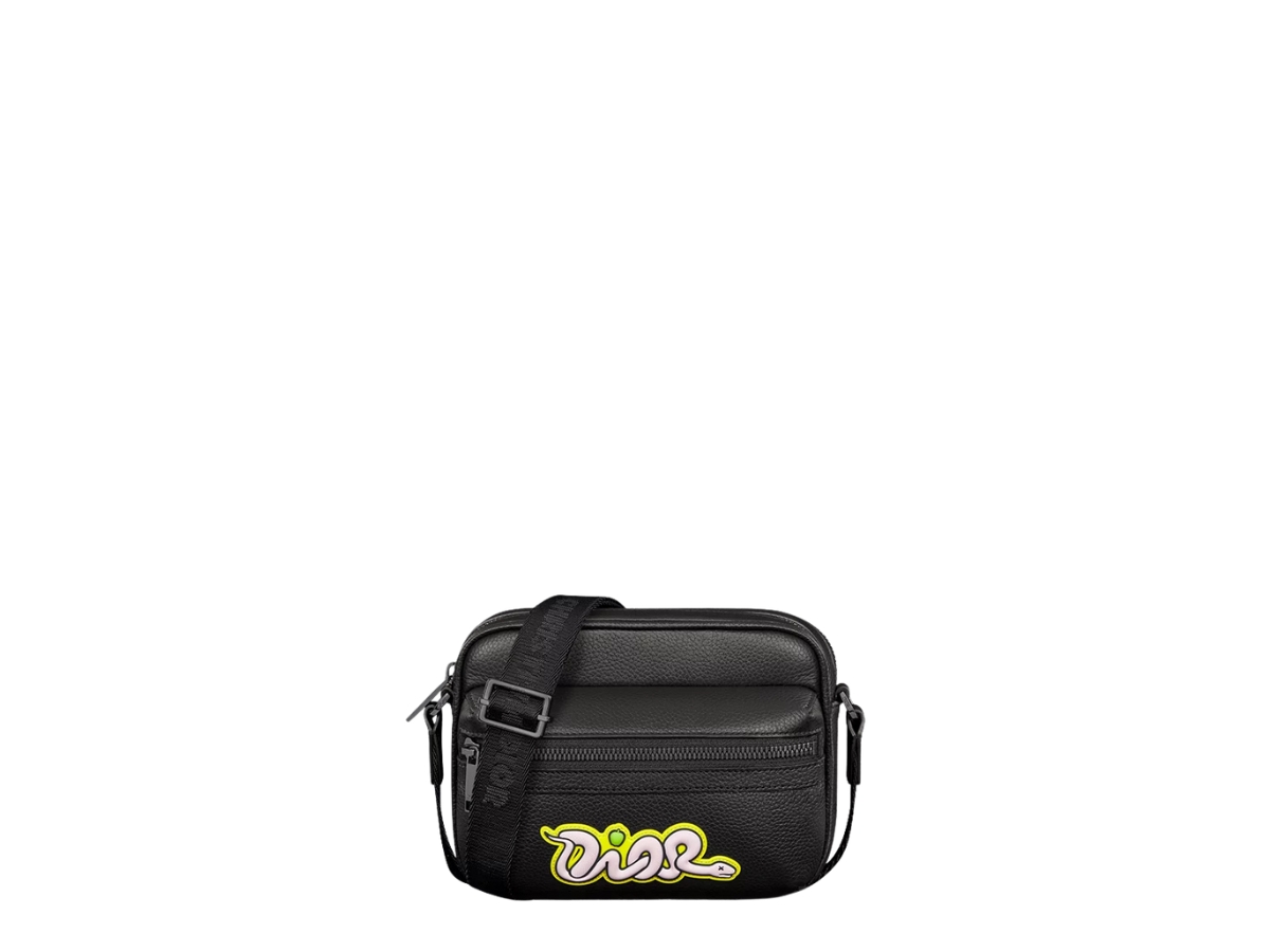 Dior x Kaws Mini Rider 2.0 Zipped Messenger Bag In Black