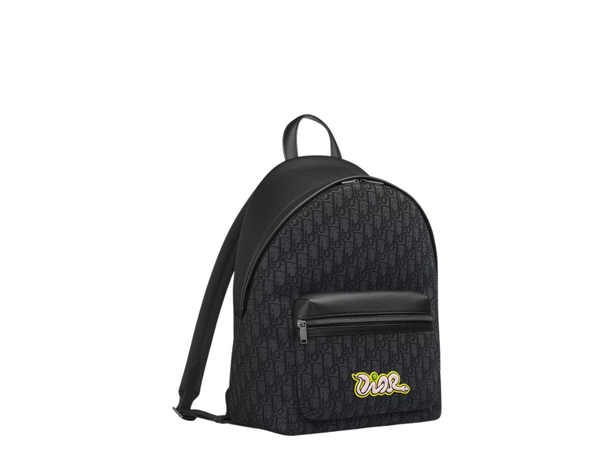 Dior X Kaws Rider 2.0 Zipped Backpack In Black Grained