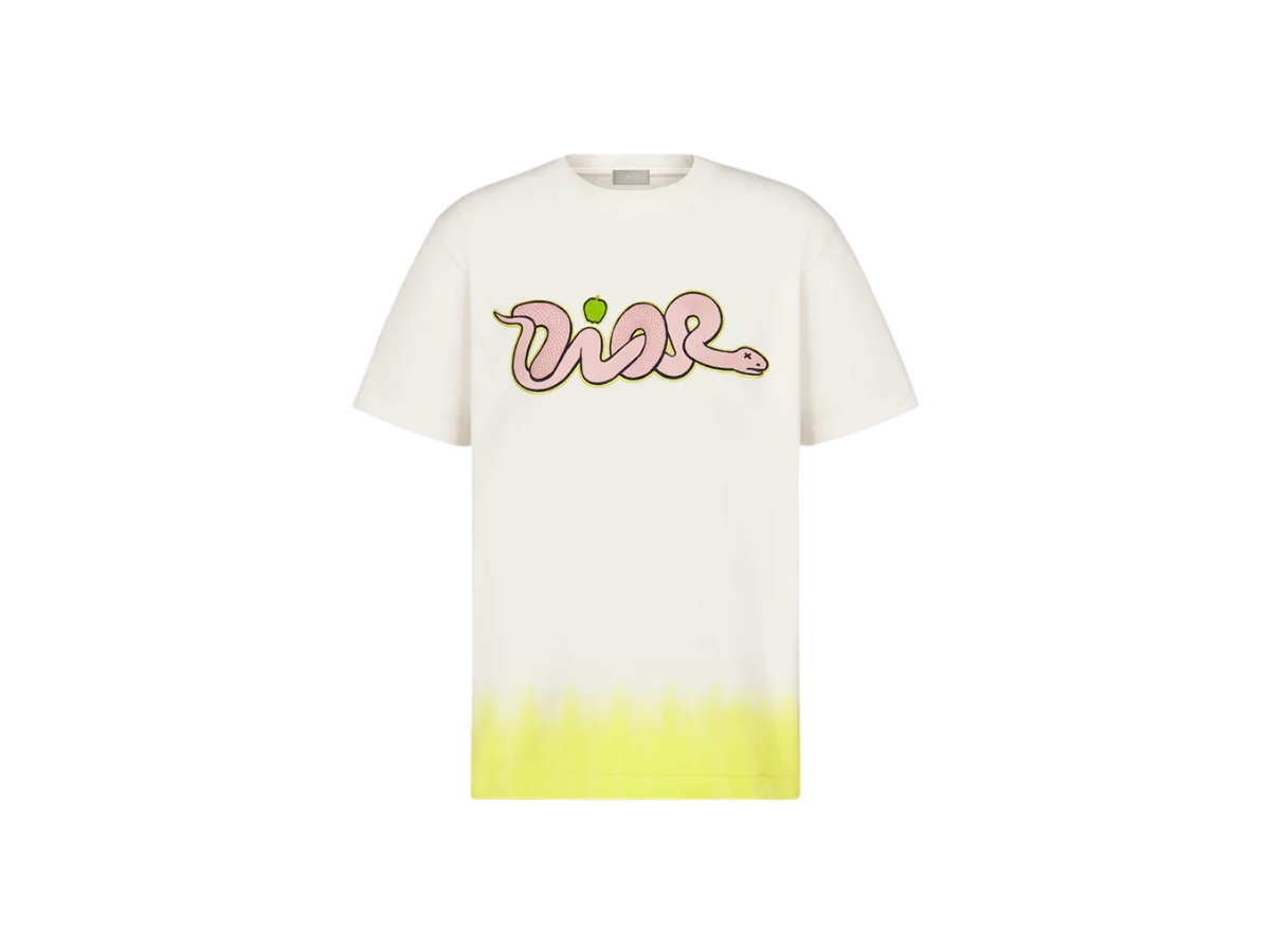 Dior x Kaws T-Shirt Relaxed Fit White And Yellow Cotton Jersey
