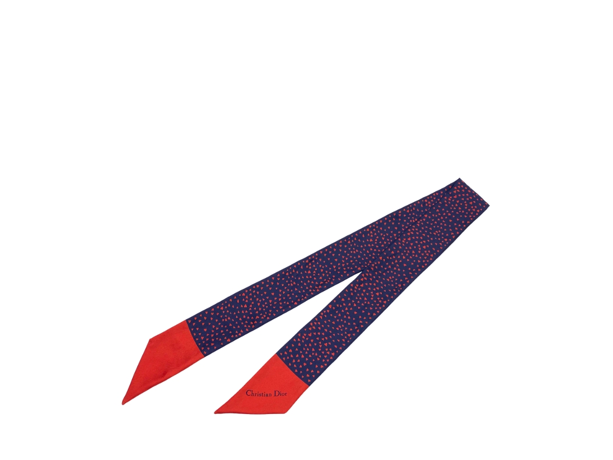 Buy Dior Heart Print Twilly Navy Red at Sasom – Authentic and Ready to Ship