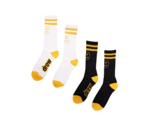 Drew House 2 Pack Mascot Stripe Socks Black White