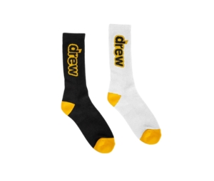 Drew House Socks 2pk Black White