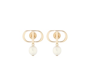 Buy Dior Petit CD Earrings Gold-finish Metal And White Resin Pearls Single Spiral at Sasom – Authentic and Ready to Ship